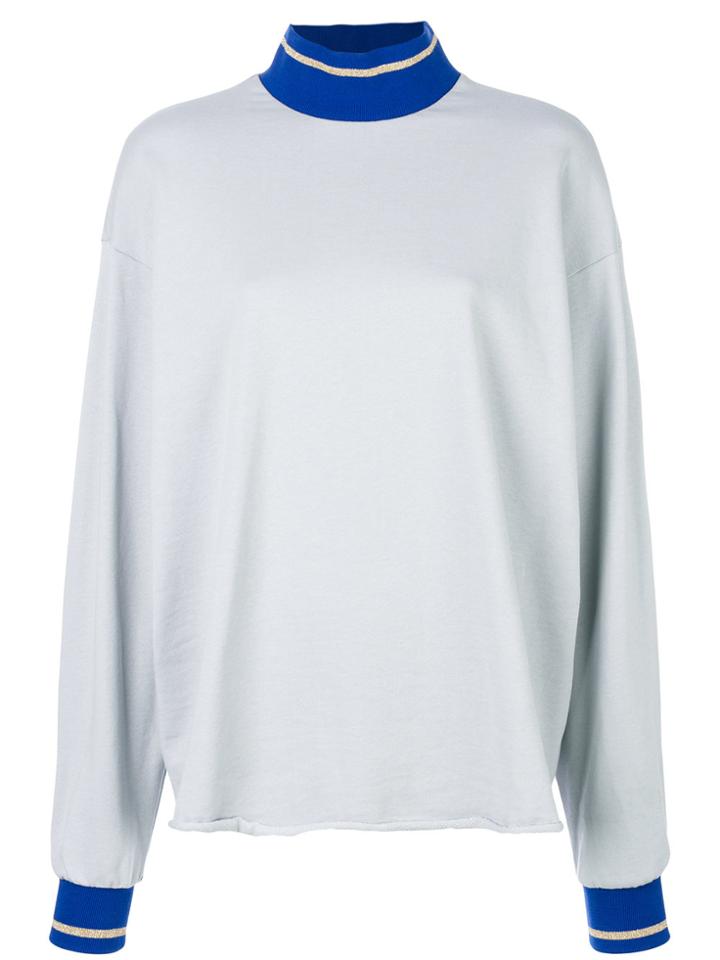 Walk Of Shame Contrasting Hem And Cuff Sweatshirt - Blue