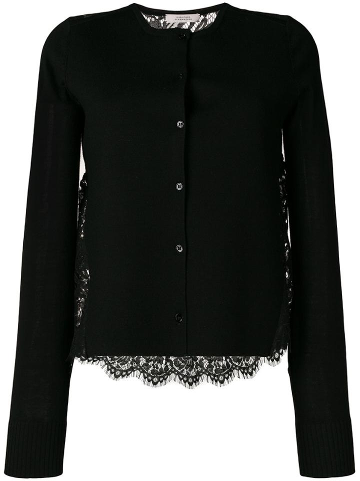 Dorothee Schumacher Round Neck Cardigan With Lace Back - Black
