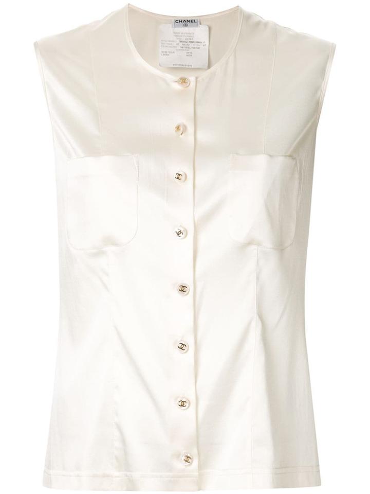 Chanel Pre-owned 1980s Sleeveless Tops - White