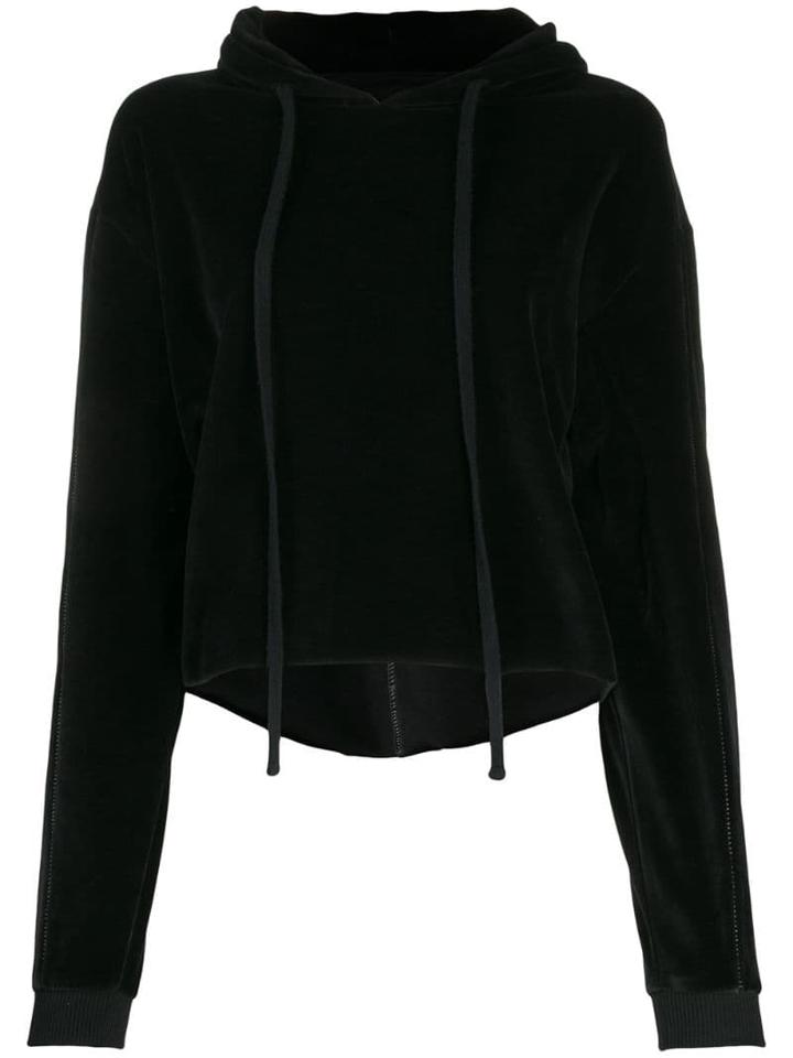 Thom Krom Panelled Velvet Hoodie - Black