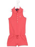 Ralph Lauren Kids - Logo Polo Playsuit - Kids - Cotton/spandex/elastane - 4 Yrs, Pink/purple