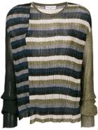 Sonia Rykiel Micro-pleat Striped Sweater - Metallic