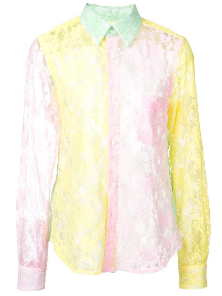 Comme Des Garçons Block Lace Shirt - Pink