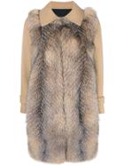 Blancha Mid-length Fur Coat - Nude & Neutrals