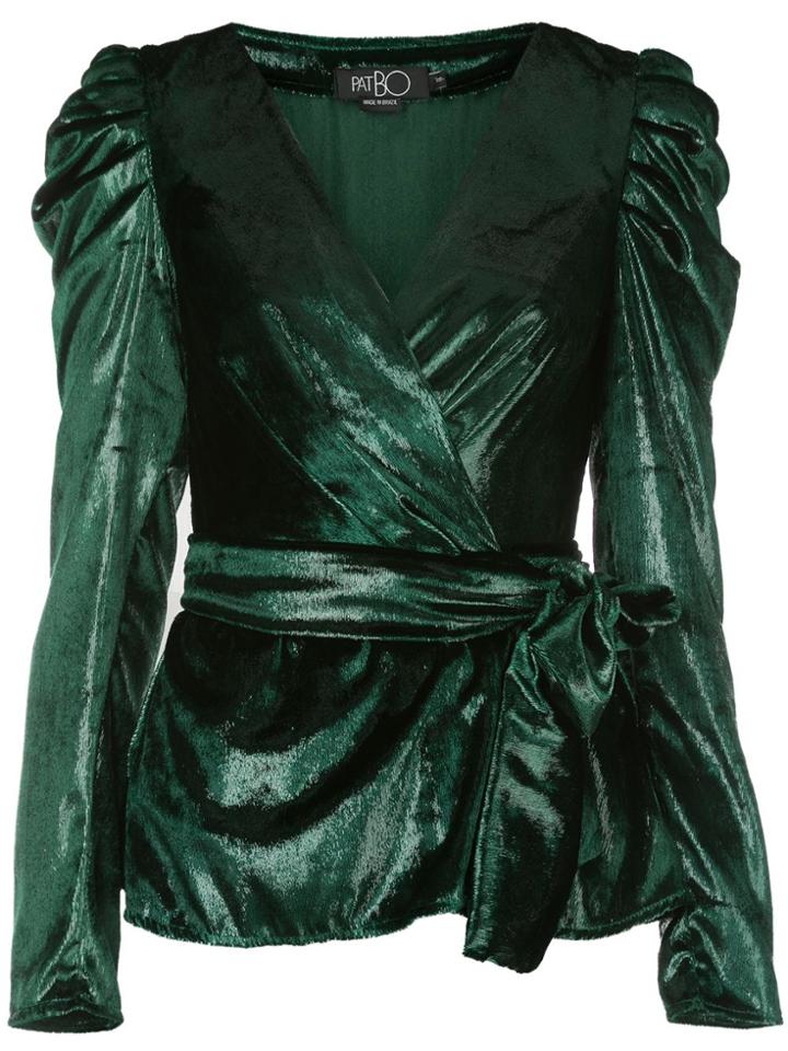 Patbo Metallic Ruched Style Top - Green
