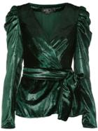 Patbo Metallic Ruched Style Top - Green
