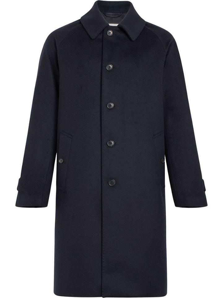 Mackintosh Navy Wool & Cashmere Overcoat - Blue