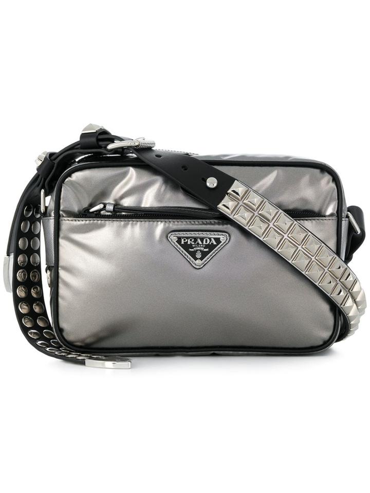 Prada Studded Strap Shoulder Bag - Metallic