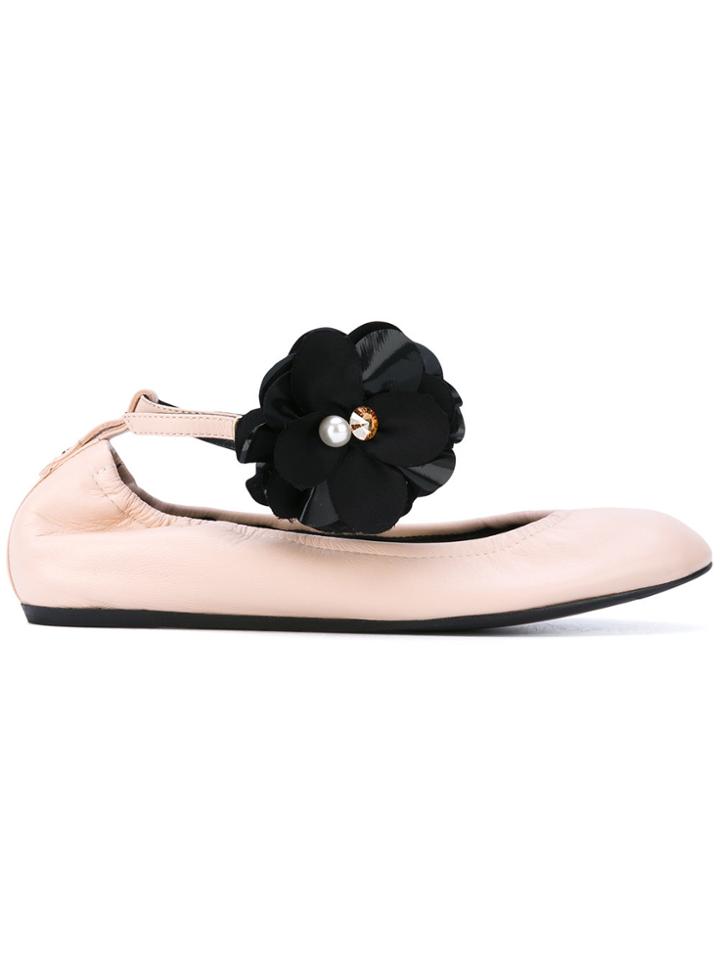 Lanvin Floral Pin Ballerina Shoes - Pink & Purple