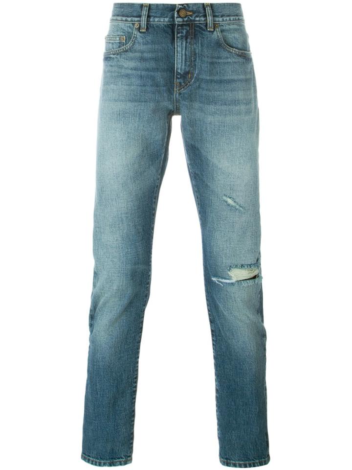 Saint Laurent Slim Stonewashed Jeans - Blue