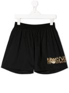 Moschino Kids Teen Logo Track Shorts - Black