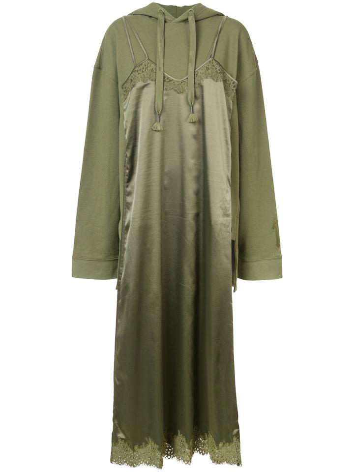 Fenty X Puma - Hoody With Satin Slip - Women - Cotton/polyester/spandex/elastane - S, Green, Cotton/polyester/spandex/elastane