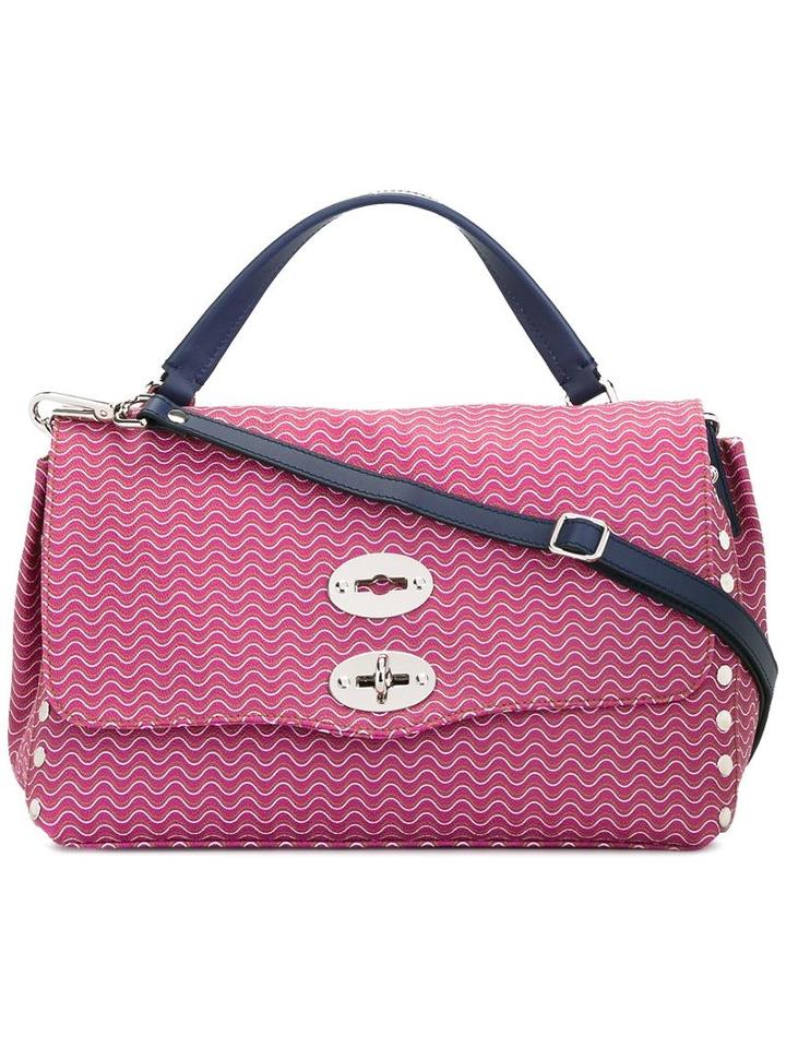 Zanellato Studded Detailing Print Tote, Pink/purple, Calf Leather