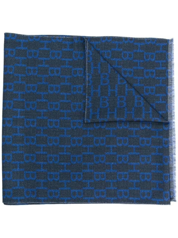 Boss Hugo Boss Monogram Fringed Scarf - Blue