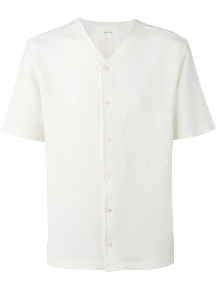 Lemaire V Neck Shirt, Men's, Size: Large, White, Cotton