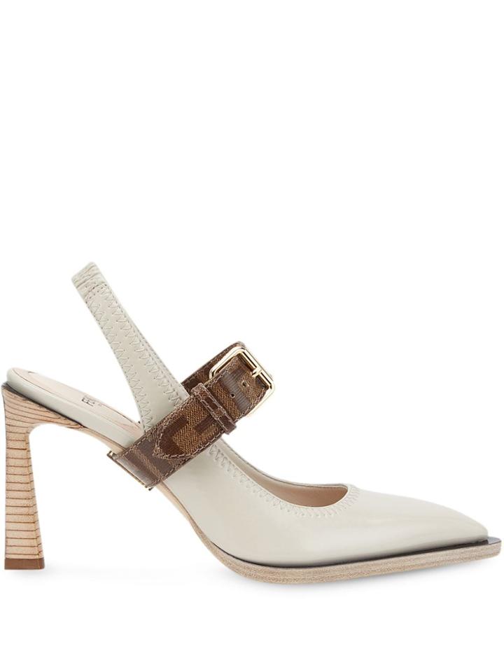 Fendi Pointed Toe Slingback Pumps - White
