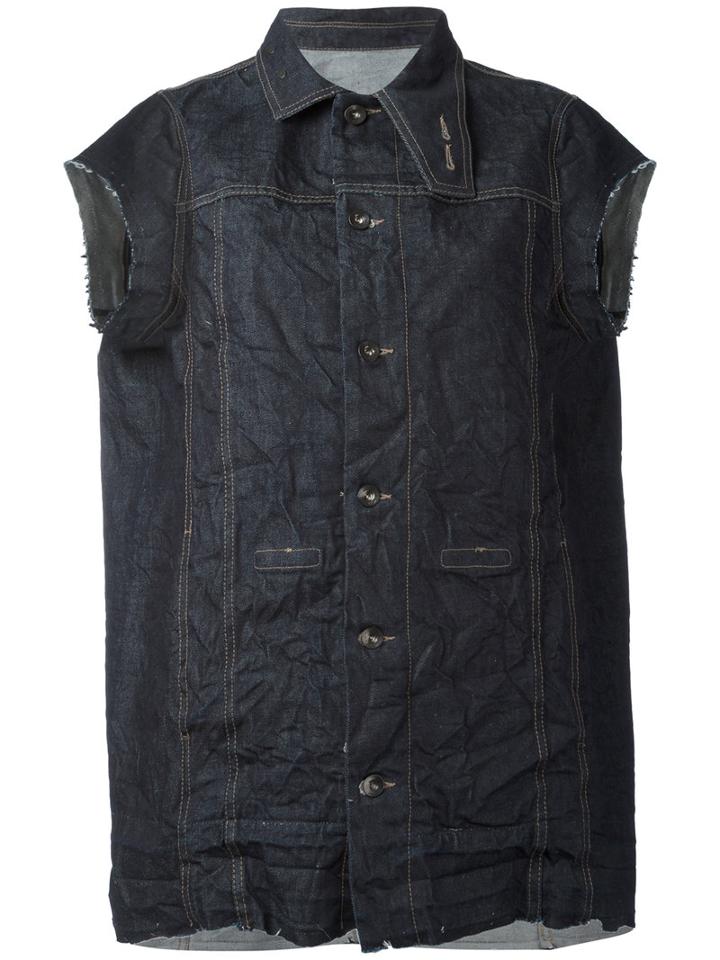 Rick Owens Drkshdw - Distressed Sleeveless Denim Jacket - Women - Cotton - S, Blue, Cotton