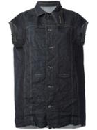 Rick Owens Drkshdw - Distressed Sleeveless Denim Jacket - Women - Cotton - S, Blue, Cotton