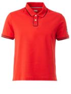 Moncler Gamme Bleu Stripes Detailing Polo Shirt, Men's, Size: Xl, Red, Cotton