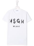 Msgm Kids Teen Freehand Branded T-shirt - White
