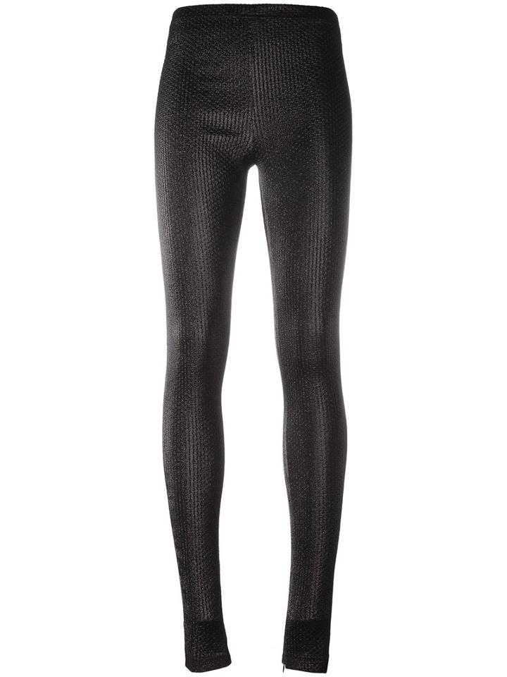 Area Textured Leggings, Size: Large, Black, Cotton/polyamide/polyester