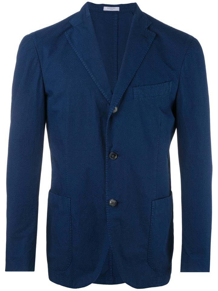 Boglioli Three Button Blazer, Size: 48, Blue, Cotton/cupro