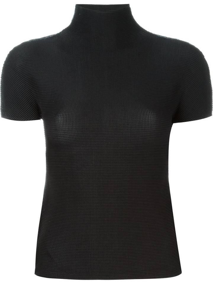 Issey Miyake Cauliflower Turtle Neck T-shirt, Women's, Black, Polyester