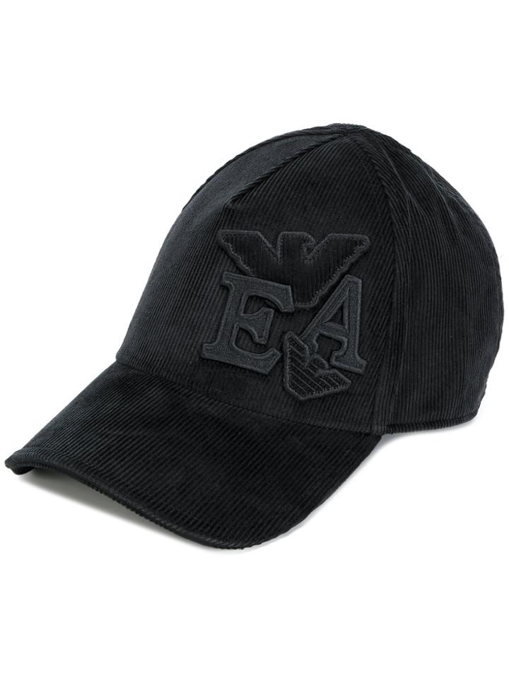 Emporio Armani Corduroy Logo Baseball Cap - Black