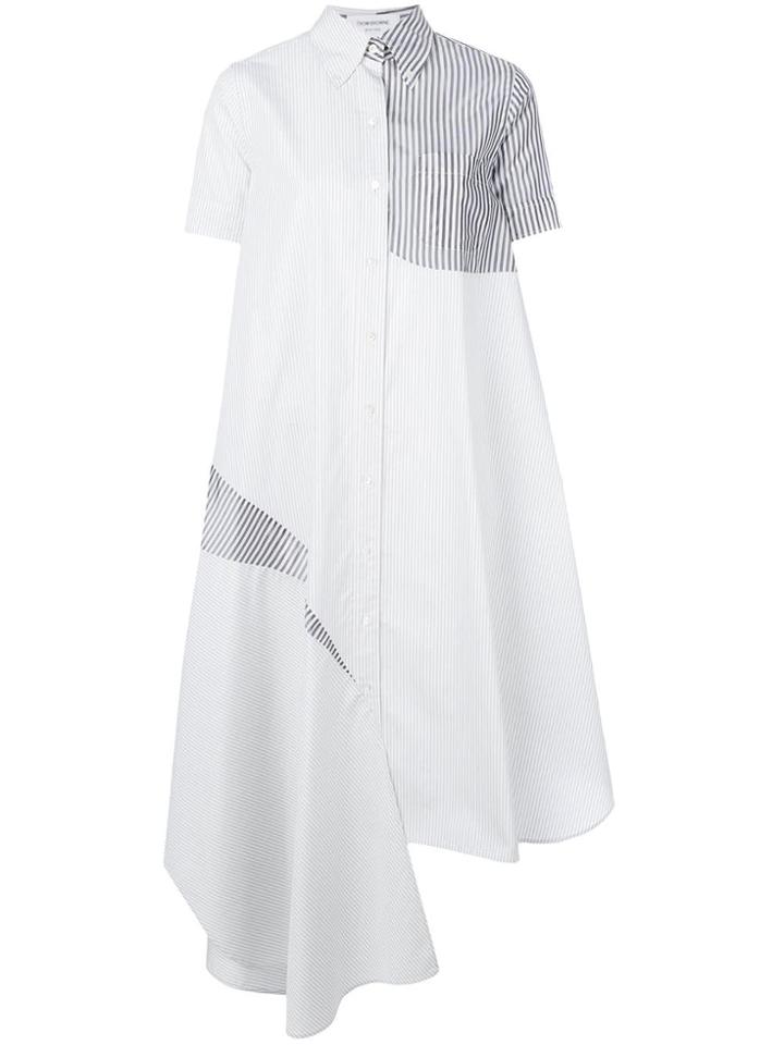 Thom Browne Slashed University Stripe Shirtdress - Grey