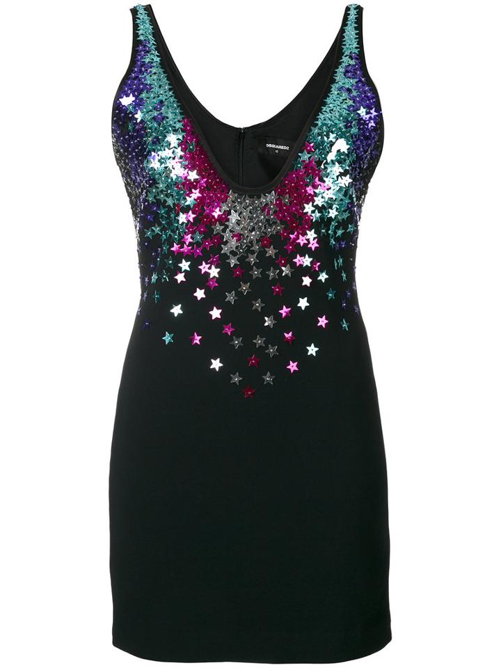 Dsquared2 - Star Sequin-embellished Mini Dress - Women - Polyester/spandex/elastane/acetate/glass - 42, Black, Polyester/spandex/elastane/acetate/glass