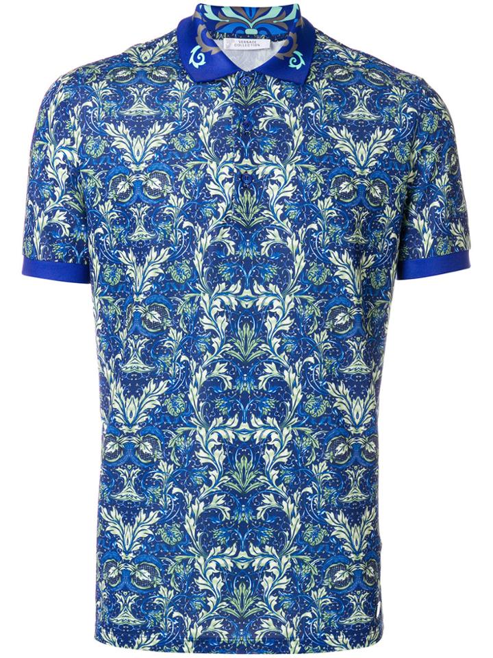 Versace Collection Baroque Print Polo Shirt - Blue