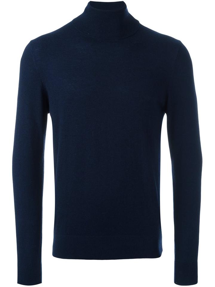 Aspesi Turtle Neck Sweater, Men's, Size: 50, Blue, Wool