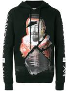 Newams Print Long-sleeve Hoodie - Black