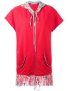 Amen Layered Shortsleeved Hoodie, Women's, Size: 38, Red, Cotton/silk/metal/glass