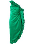 Attico Frill-trim Asymmetric Midi Dress - Green