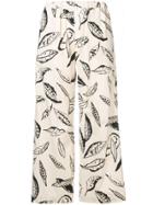 Aspesi Leaf Print Trousers - Nude & Neutrals