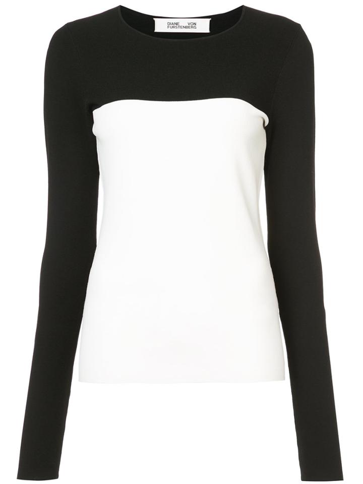 Dvf Diane Von Furstenberg Colorblock Fitted Pullover - White
