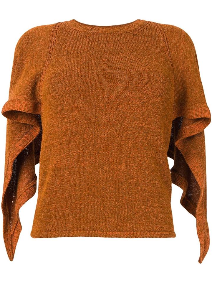 Chloé Waterfall Sleeve Knitted Top - Brown