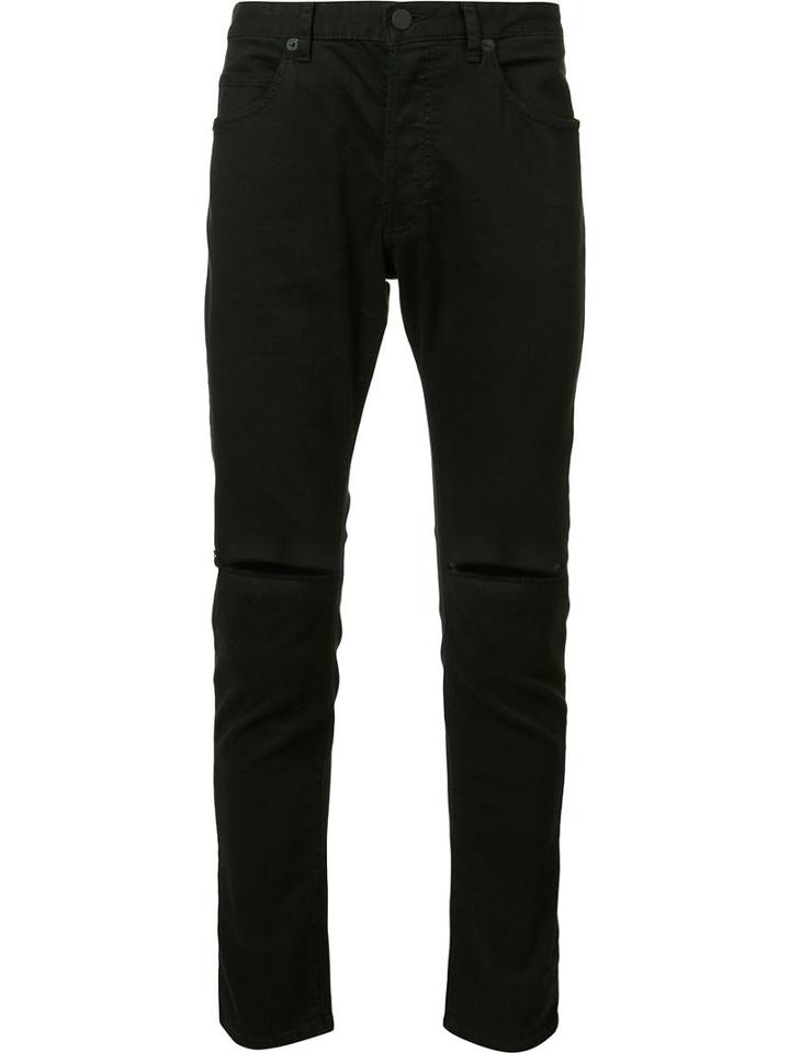 Daniel Patrick Ripped Knee Slim Fit Jeans, Men's, Size: 28, Black, Cotton/spandex/elastane