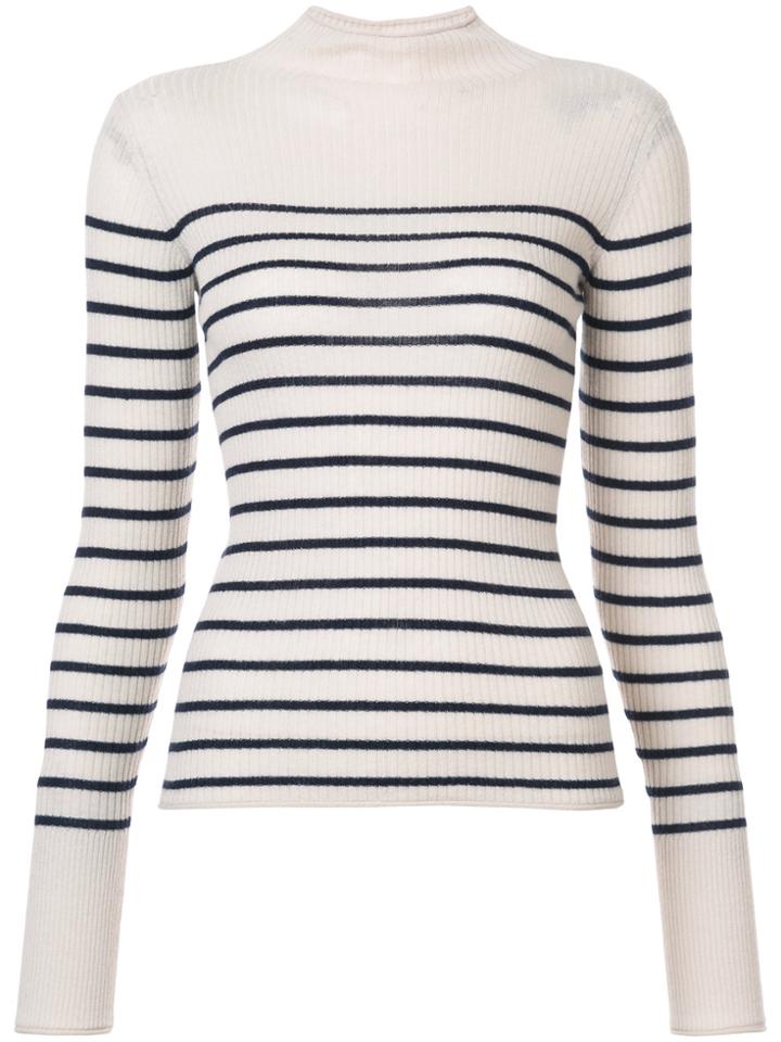 Vince Striped Rib Knit Sweater - Nude & Neutrals