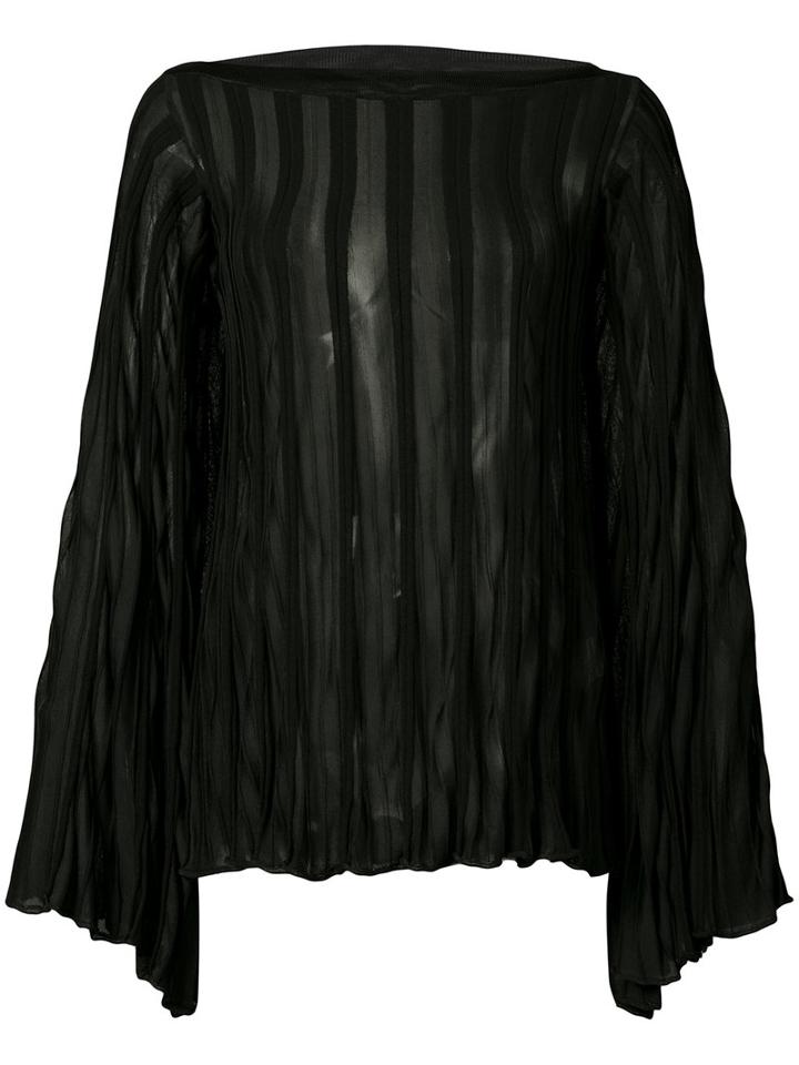 Chloé - Pleated Sheer Blouse - Women - Cotton/viscose - Xs, Women's, Black, Cotton/viscose