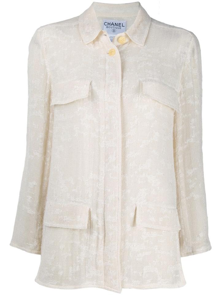 Chanel Pre-owned Concealed Fastening Knitted Jacket - White