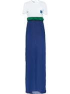 Prada Ruffled Trimming Long Dress - Blue