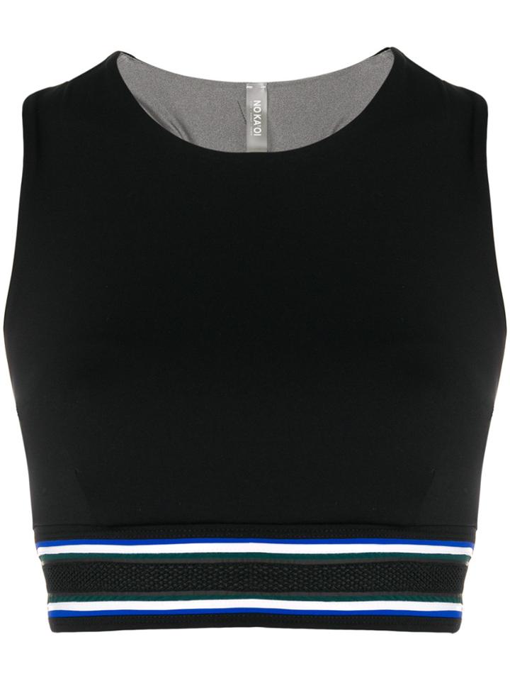 No Ka' Oi Striped Trim Cropped Top - Black