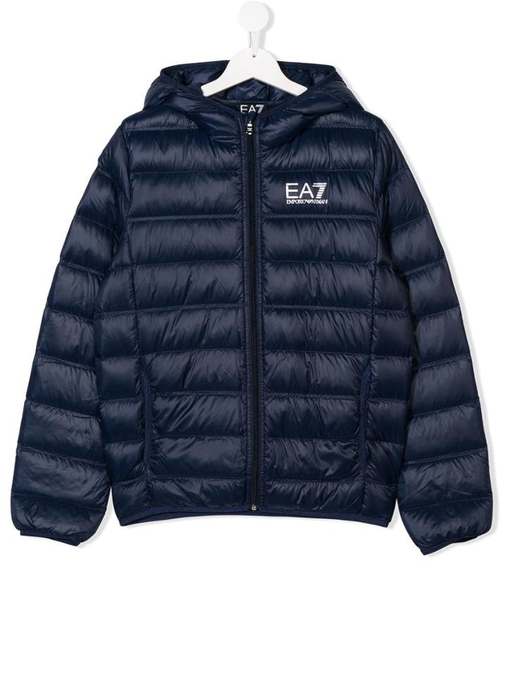 Emporio Armani Kids Teen Hooded Puffer Jacket - Blue