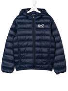 Emporio Armani Kids Teen Hooded Puffer Jacket - Blue