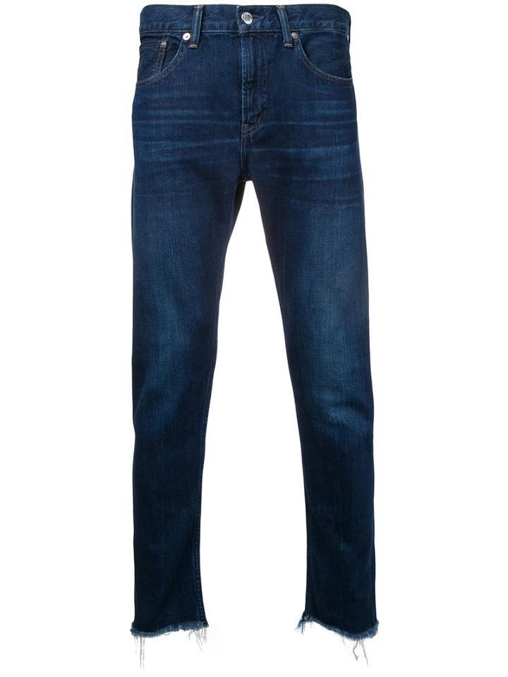 Monkey Time - Frayed Slim Fit Jeans - Men - Cotton - S, Blue, Cotton