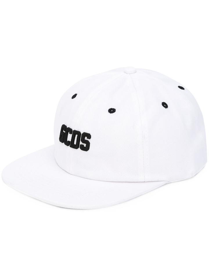 Gcds Logo Embroidered Cap, Women's, White, Cotton