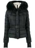 Moncler Grenoble Fox Fur Trim Belted Puffer Jacket - Black