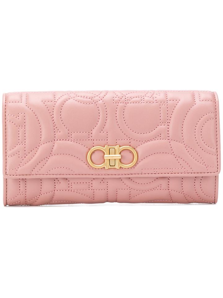 Salvatore Ferragamo Gancino Quilted Wallet - Pink & Purple
